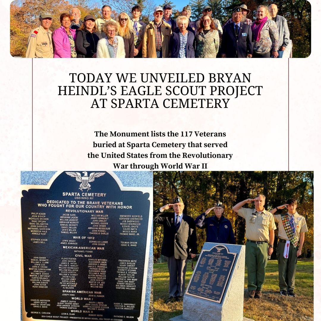 Unveiling of Bryan Heindl sparta cemetery veterans memorial eagle scout project
