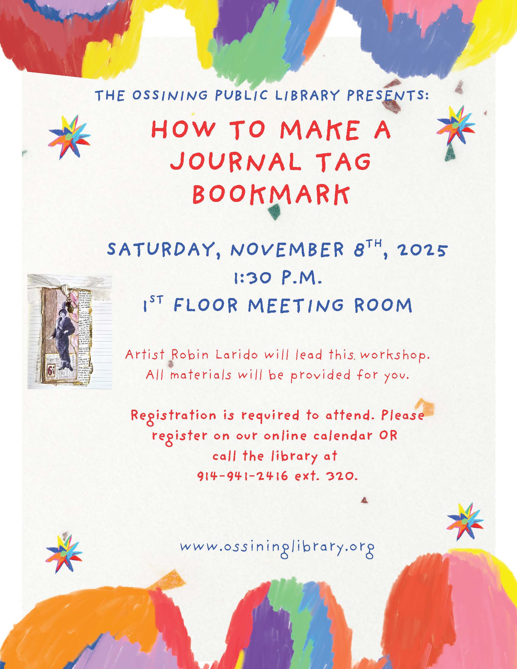Journal Tag Bookmark Art Workshop Flier 2025