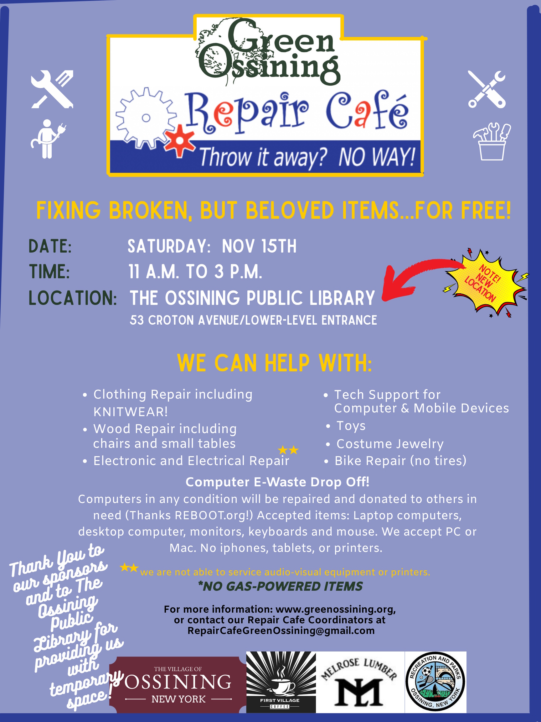 Repair Cafe in English Flyerr Nov 15 2025 OPL Eng