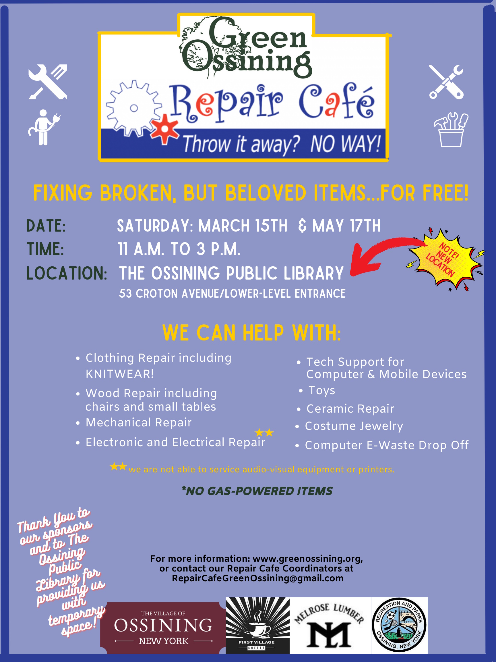 Repair Cafe in English Flyer March 15 2025 OPL Eng