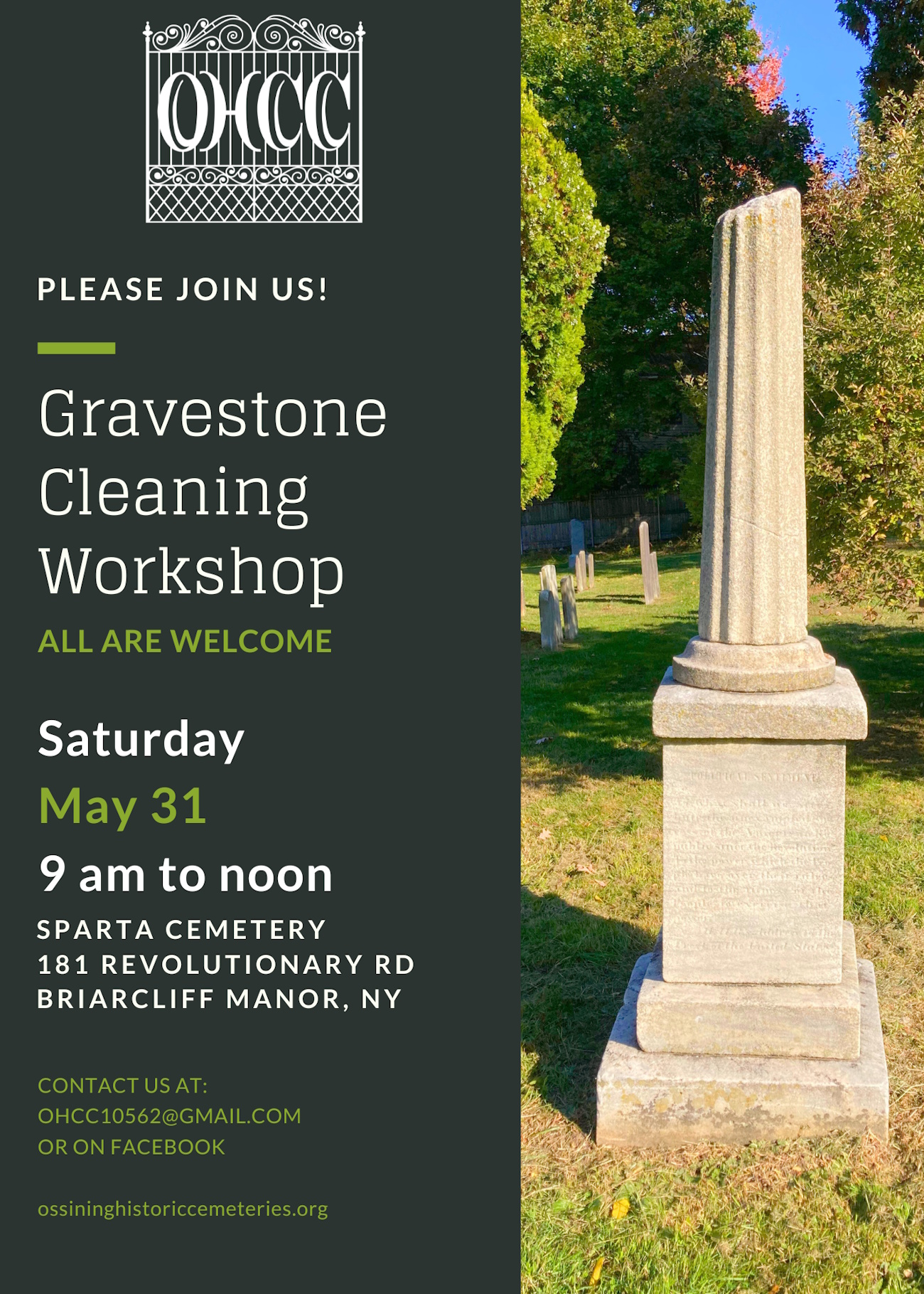 Flyer Gravestone Cleaning May 31 2025 Sparta