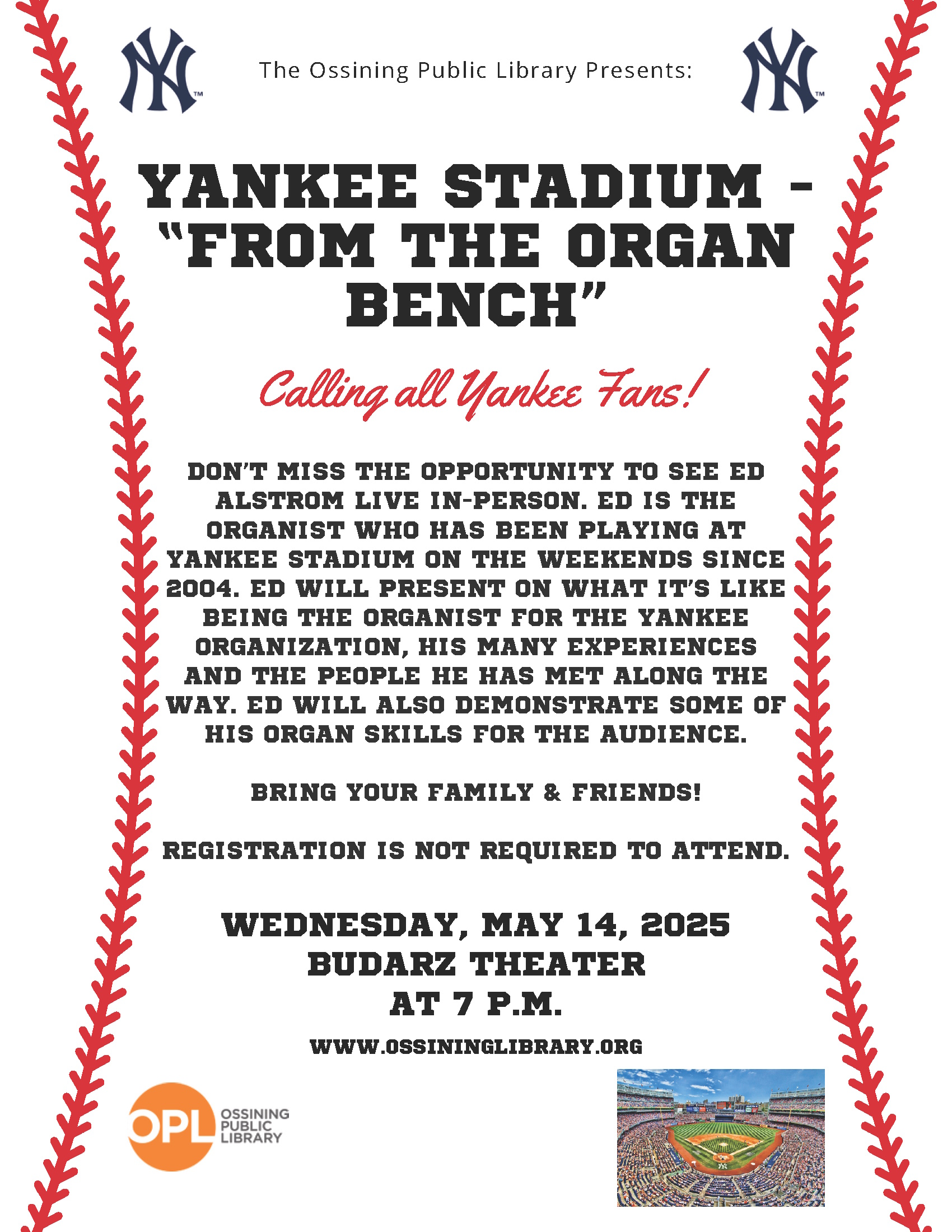 Yankee Stadium Organist Flier 2