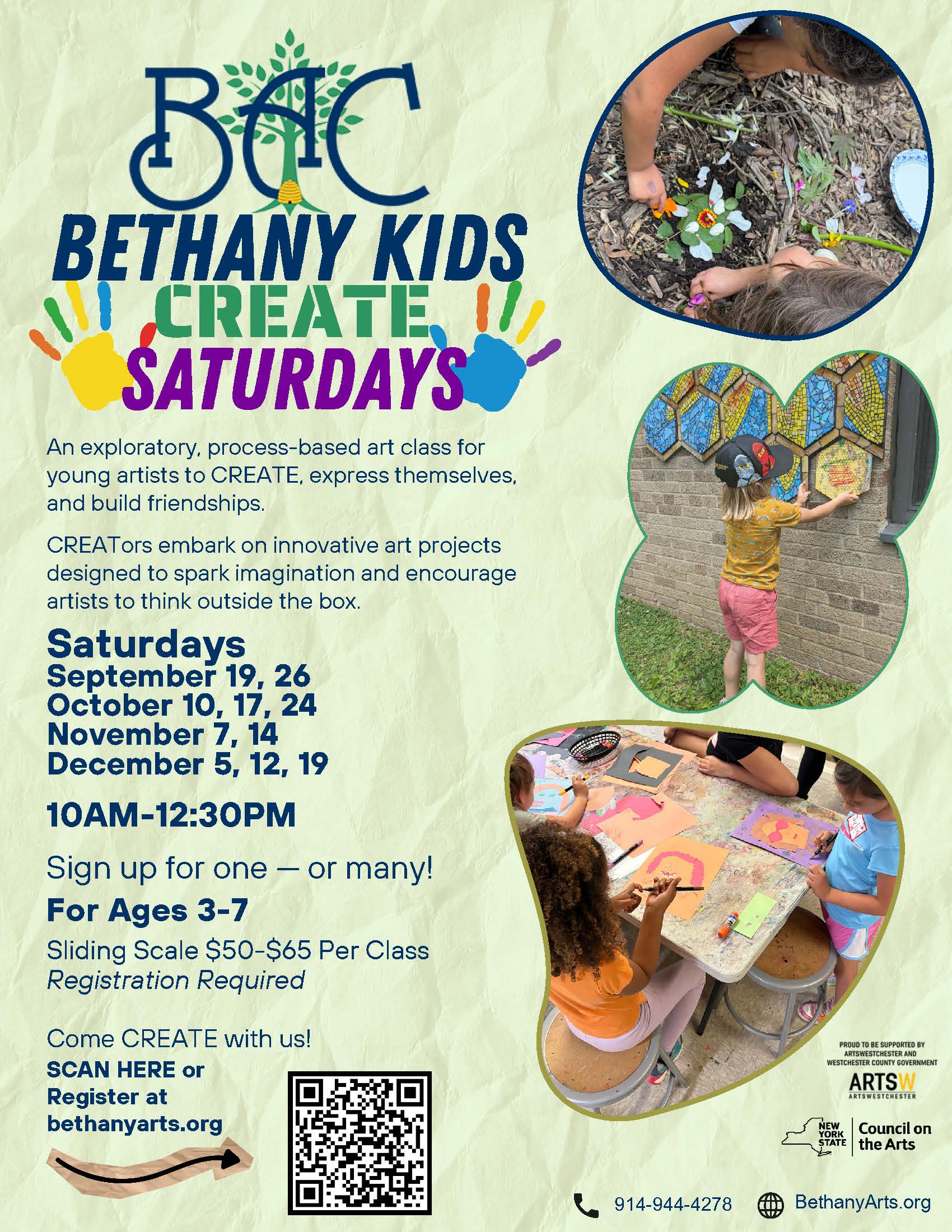 EN and SP Bethany Kids CREATE Saturdays Flyer 20262027 Page 1