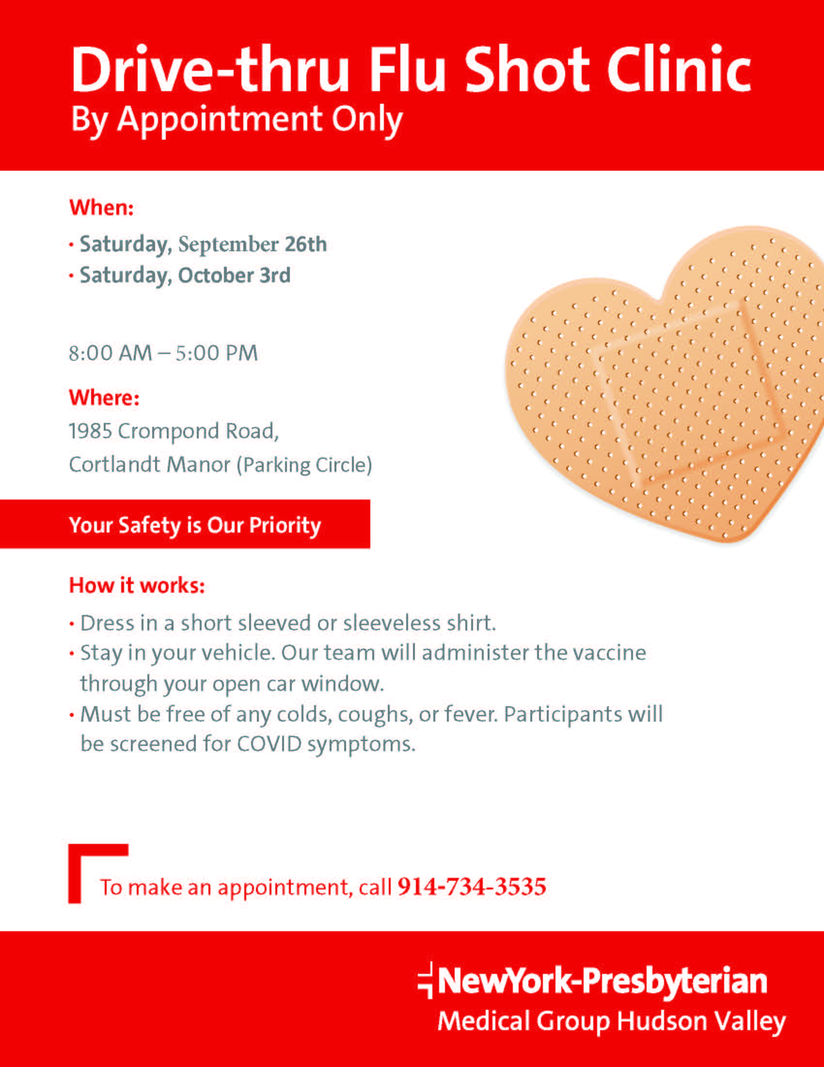 NewYork Presbyterian Medical Group Hudson Valley Flu Shot Clinics 2026